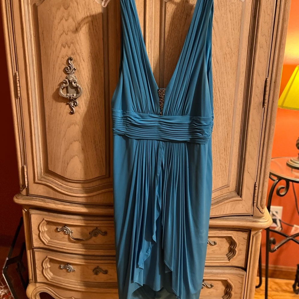 Turquoise blue evening dress